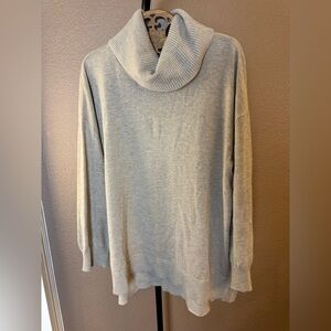 LOFT Gray Cowl Neck Knit Sweater XXL | Soft Cozy Lightweight Pullover